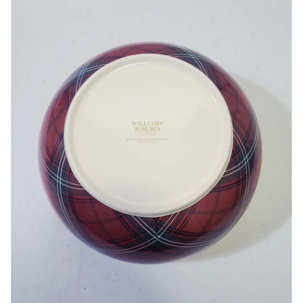 Williams Sonoma Mixing Bowl Tartan Plaid 8.75